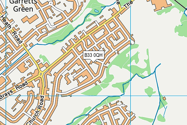 B33 0QH map - OS VectorMap District (Ordnance Survey)
