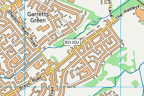 B33 0QU map - OS VectorMap District (Ordnance Survey)