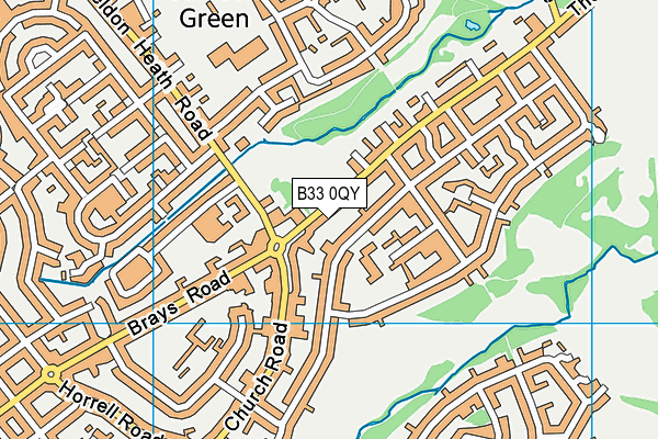 B33 0QY map - OS VectorMap District (Ordnance Survey)