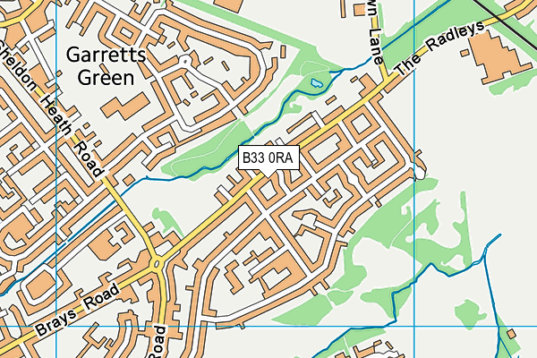 B33 0RA map - OS VectorMap District (Ordnance Survey)