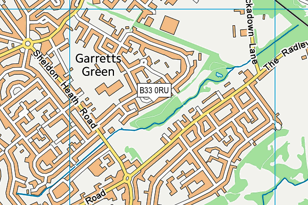 B33 0RU map - OS VectorMap District (Ordnance Survey)