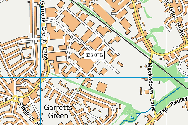 B33 0TG map - OS VectorMap District (Ordnance Survey)
