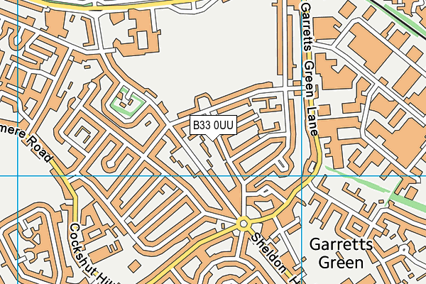 B33 0UU map - OS VectorMap District (Ordnance Survey)