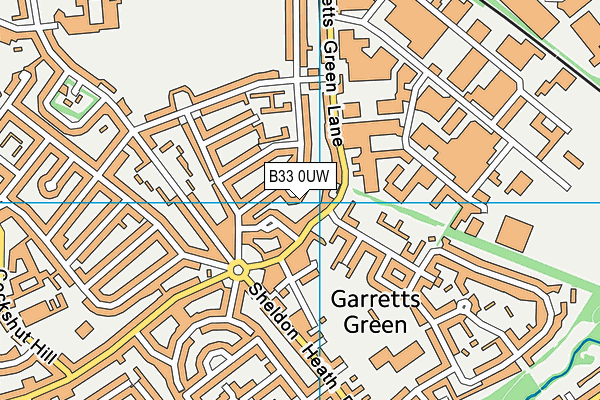 B33 0UW map - OS VectorMap District (Ordnance Survey)