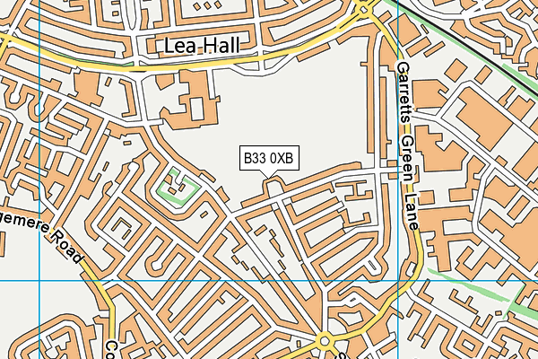 B33 0XB map - OS VectorMap District (Ordnance Survey)