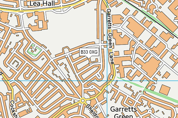 B33 0XG map - OS VectorMap District (Ordnance Survey)
