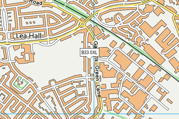 B33 0XL map - OS VectorMap District (Ordnance Survey)