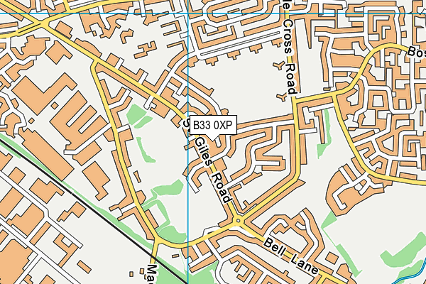 B33 0XP map - OS VectorMap District (Ordnance Survey)