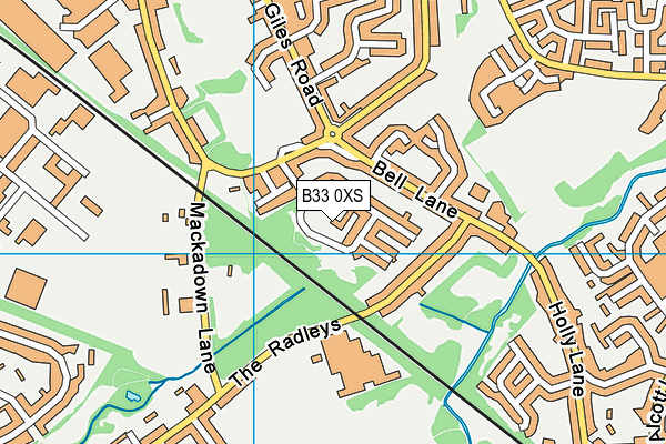 B33 0XS map - OS VectorMap District (Ordnance Survey)