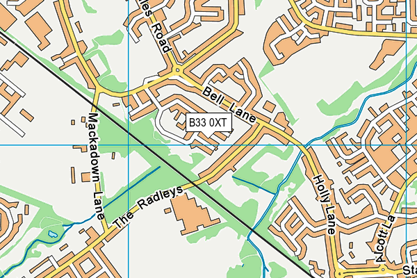 B33 0XT map - OS VectorMap District (Ordnance Survey)