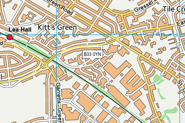 B33 0YN map - OS VectorMap District (Ordnance Survey)