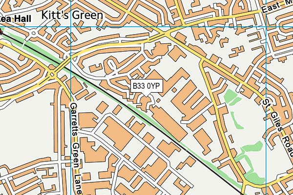B33 0YP map - OS VectorMap District (Ordnance Survey)