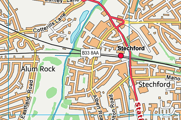 B33 8AA map - OS VectorMap District (Ordnance Survey)