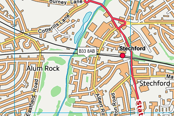 B33 8AB map - OS VectorMap District (Ordnance Survey)