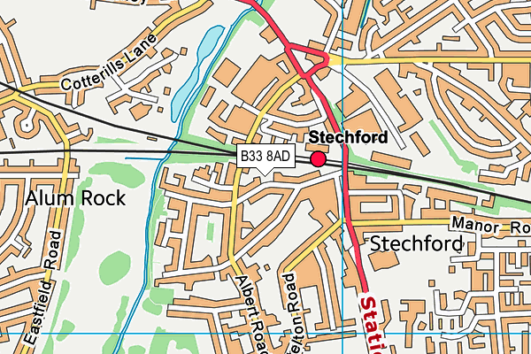 B33 8AD map - OS VectorMap District (Ordnance Survey)