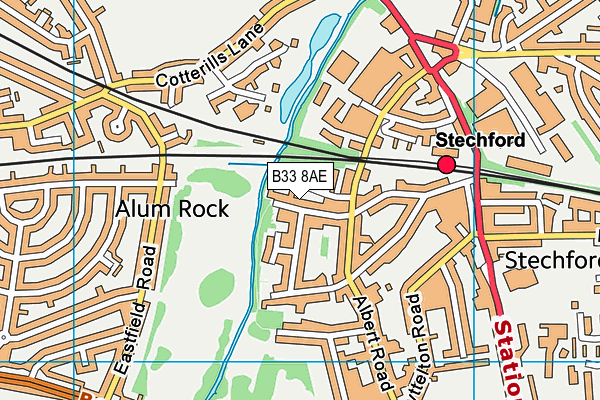 B33 8AE map - OS VectorMap District (Ordnance Survey)