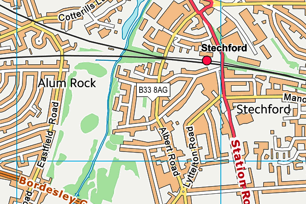 B33 8AG map - OS VectorMap District (Ordnance Survey)