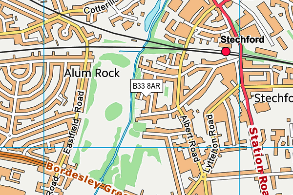 B33 8AR map - OS VectorMap District (Ordnance Survey)