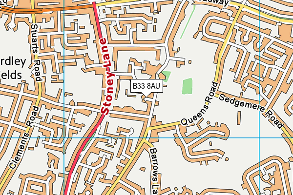 B33 8AU map - OS VectorMap District (Ordnance Survey)