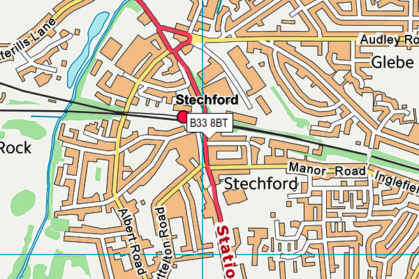 B33 8BT map - OS VectorMap District (Ordnance Survey)