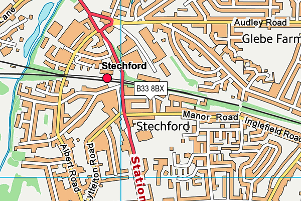 B33 8BX map - OS VectorMap District (Ordnance Survey)