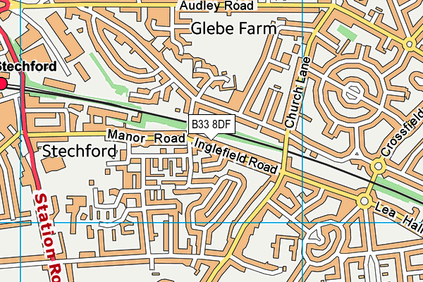 B33 8DF map - OS VectorMap District (Ordnance Survey)