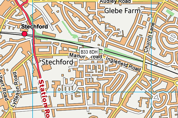 B33 8DH map - OS VectorMap District (Ordnance Survey)