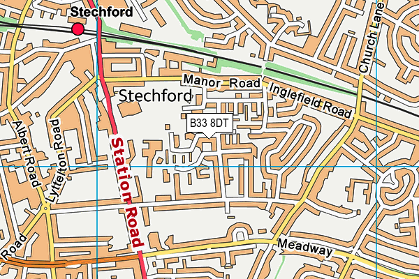 B33 8DT map - OS VectorMap District (Ordnance Survey)
