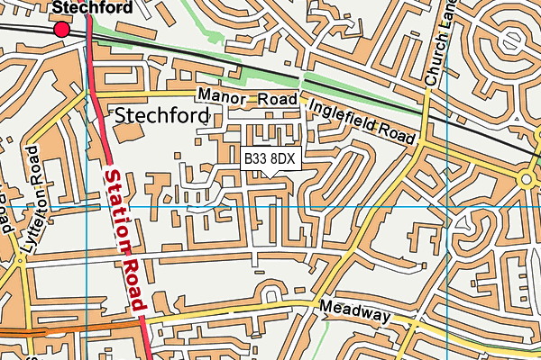 B33 8DX map - OS VectorMap District (Ordnance Survey)