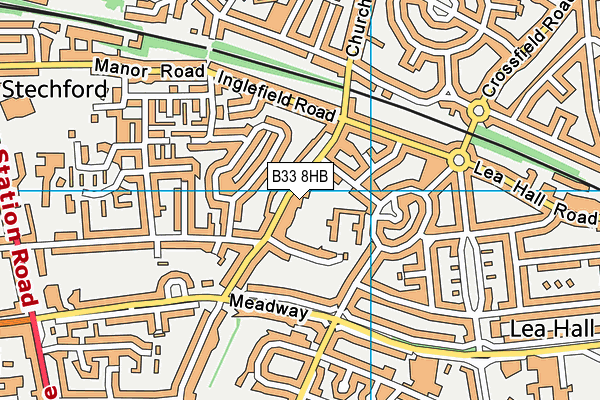B33 8HB map - OS VectorMap District (Ordnance Survey)