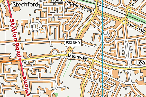 B33 8HD map - OS VectorMap District (Ordnance Survey)