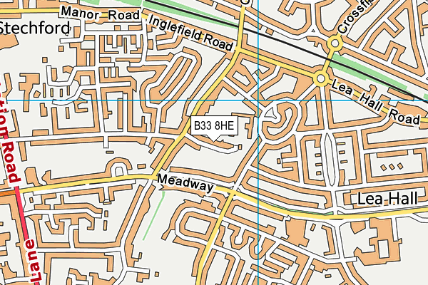 B33 8HE map - OS VectorMap District (Ordnance Survey)