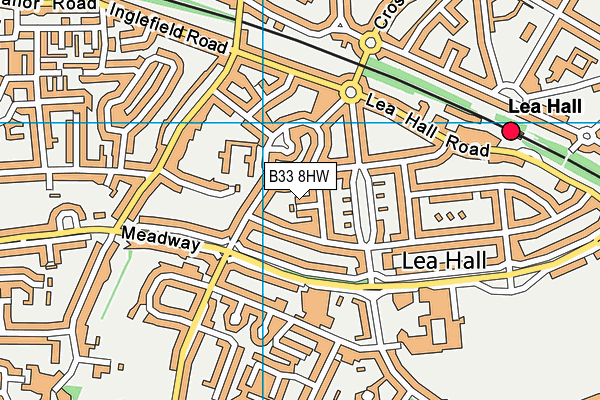 B33 8HW map - OS VectorMap District (Ordnance Survey)