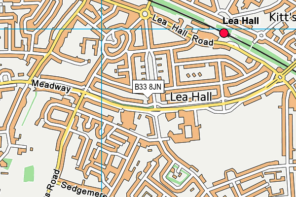 B33 8JN map - OS VectorMap District (Ordnance Survey)