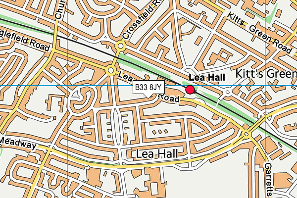 B33 8JY map - OS VectorMap District (Ordnance Survey)