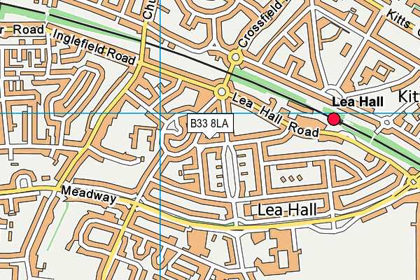 B33 8LA map - OS VectorMap District (Ordnance Survey)