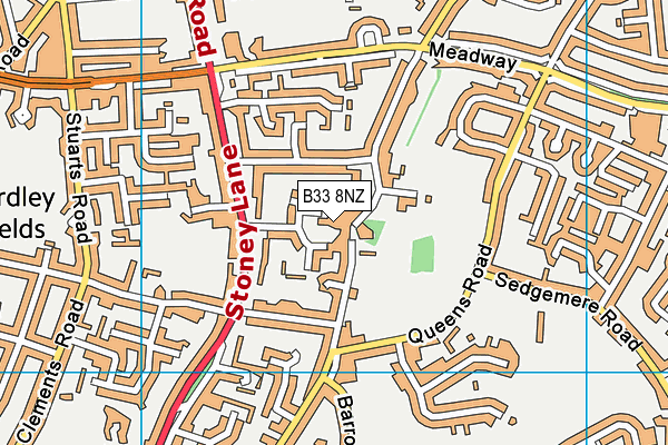 B33 8NZ map - OS VectorMap District (Ordnance Survey)