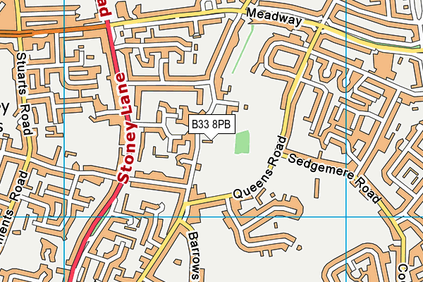 B33 8PB map - OS VectorMap District (Ordnance Survey)