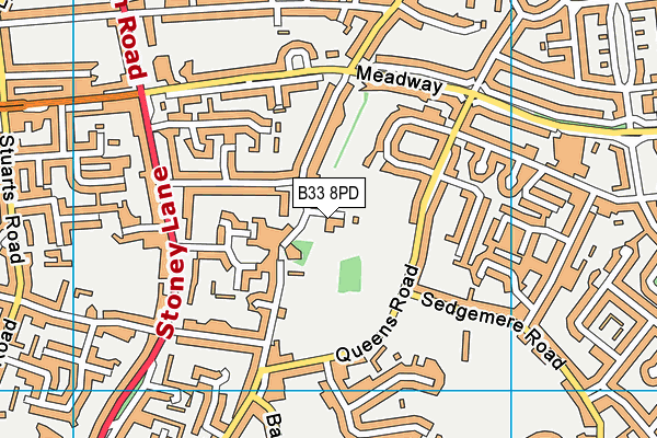 B33 8PD map - OS VectorMap District (Ordnance Survey)