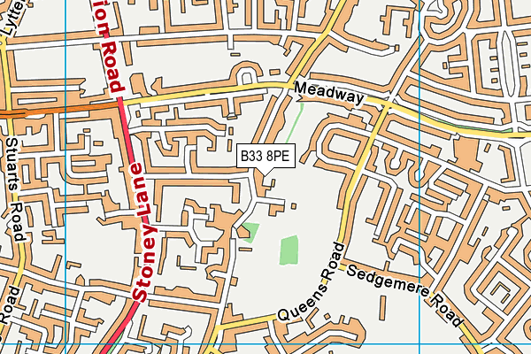 B33 8PE map - OS VectorMap District (Ordnance Survey)