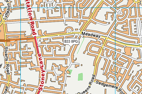 B33 8PG map - OS VectorMap District (Ordnance Survey)