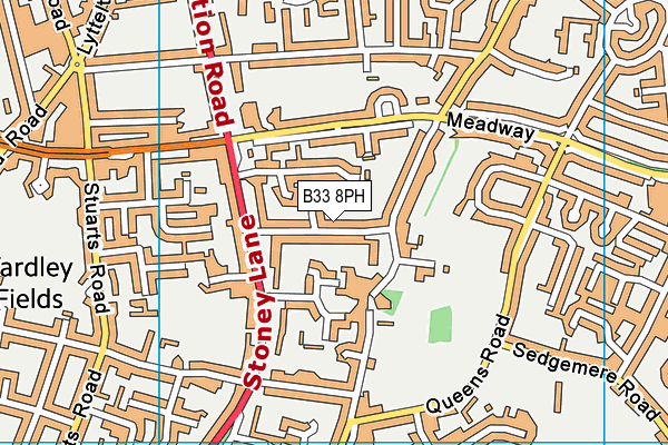 B33 8PH map - OS VectorMap District (Ordnance Survey)