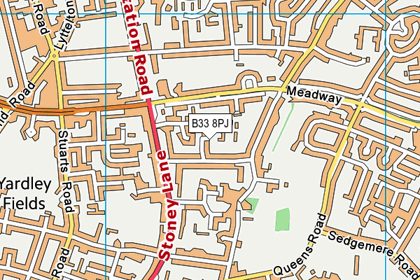 B33 8PJ map - OS VectorMap District (Ordnance Survey)