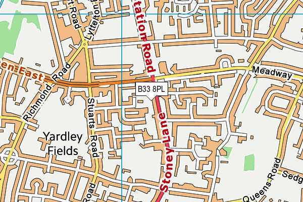 B33 8PL map - OS VectorMap District (Ordnance Survey)