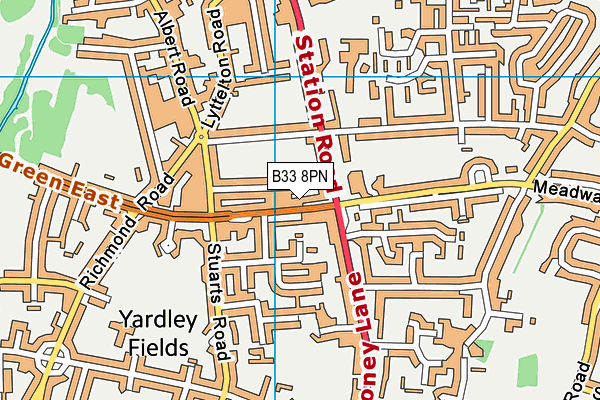 B33 8PN map - OS VectorMap District (Ordnance Survey)