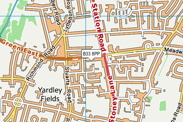 B33 8PP map - OS VectorMap District (Ordnance Survey)