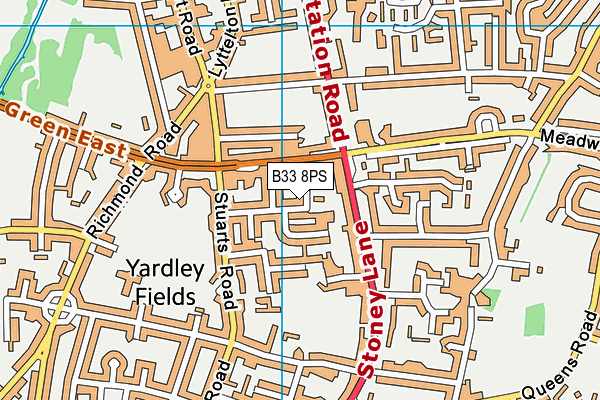 B33 8PS map - OS VectorMap District (Ordnance Survey)