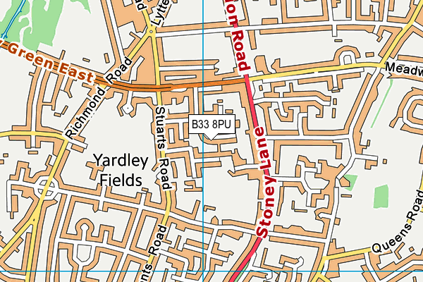 B33 8PU map - OS VectorMap District (Ordnance Survey)