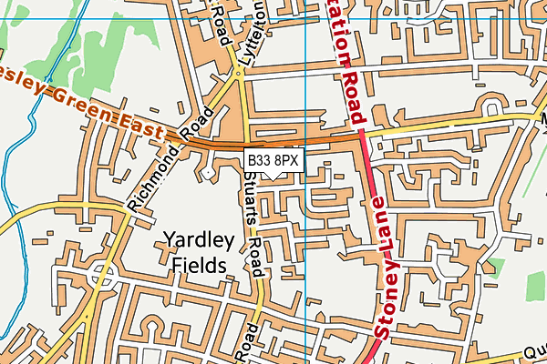 B33 8PX map - OS VectorMap District (Ordnance Survey)