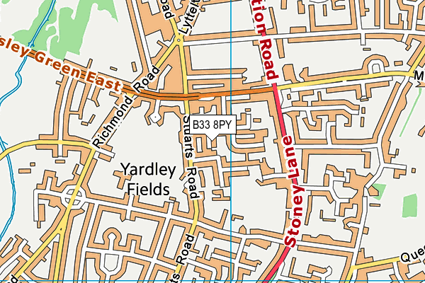 B33 8PY map - OS VectorMap District (Ordnance Survey)